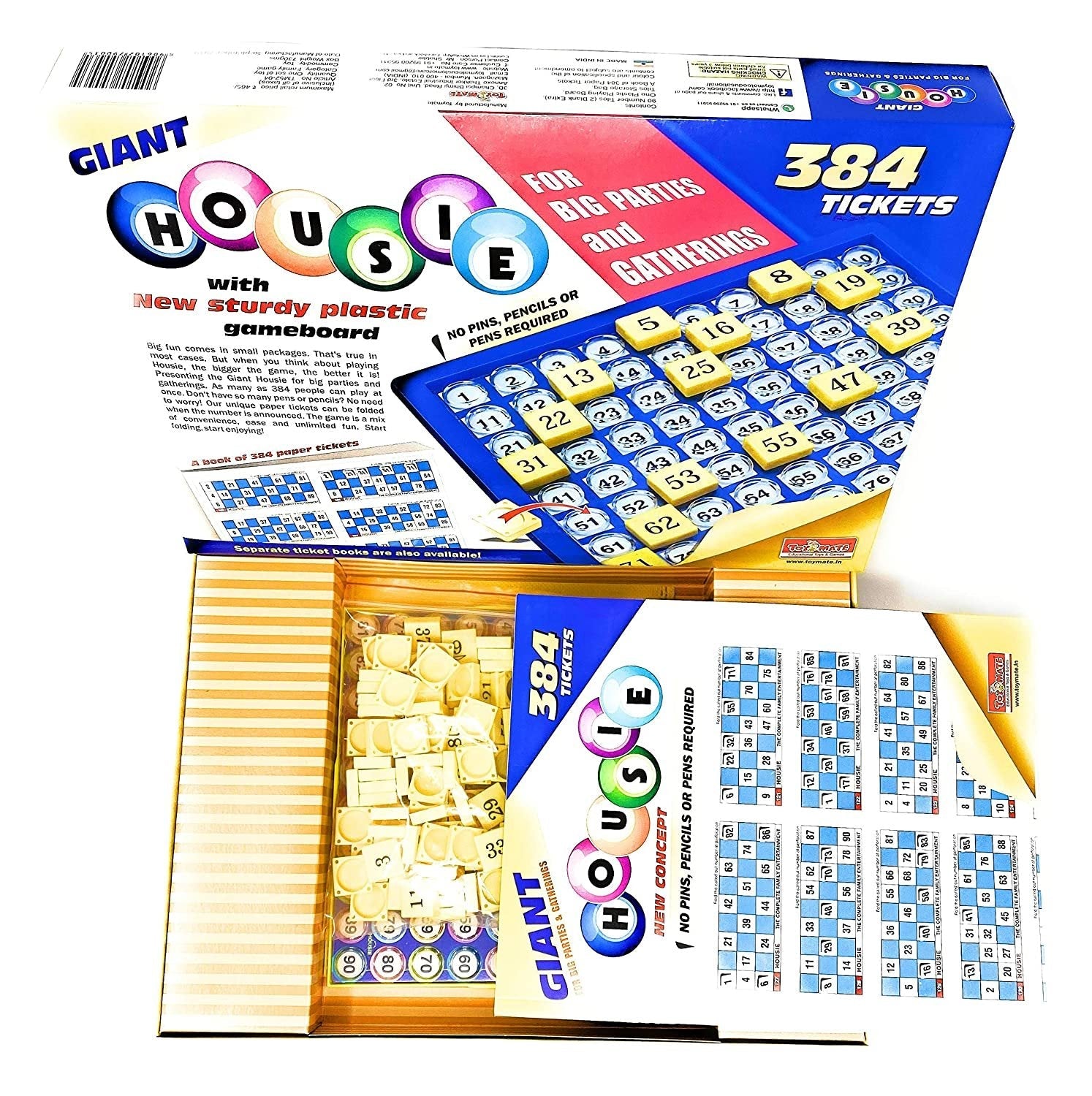 Housie 384 Game - Reusable Tickets with Plastic Gameboard | Family — Toycra