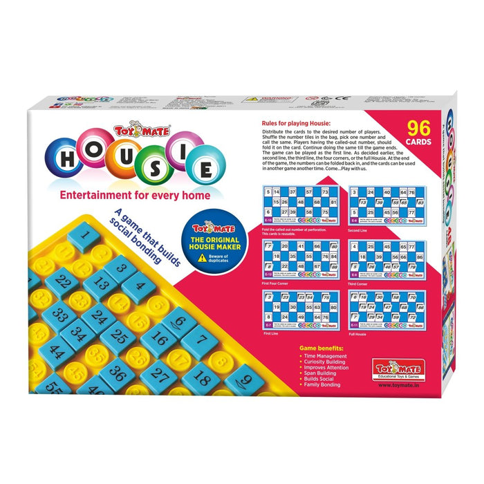 Housie 96 Red Reusable Cards- Family Fun Game for Small Gathering- No pins or Pencils Required-simple-Toymate-Toycra