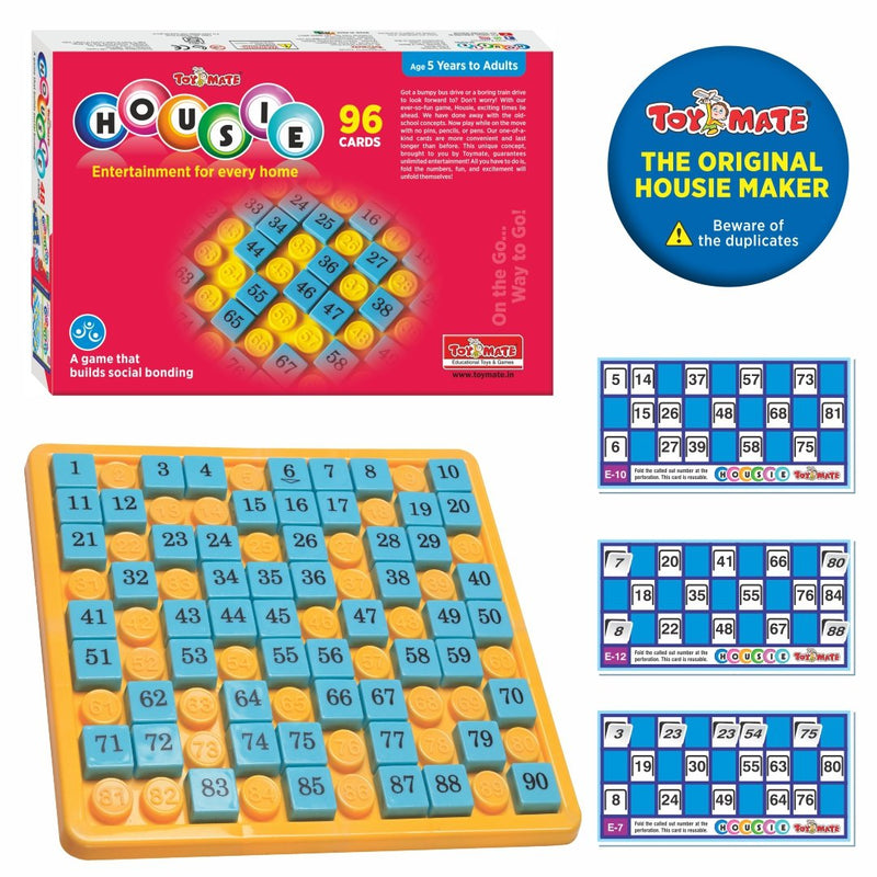 Housie 96 Red Reusable Cards- Family Fun Game for Small Gathering- No pins or Pencils Required