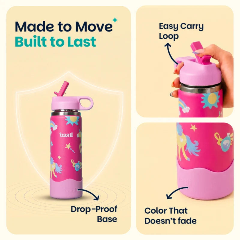 Basil HydraFizz Insulated Stainless Steel Water Bottle -600ml