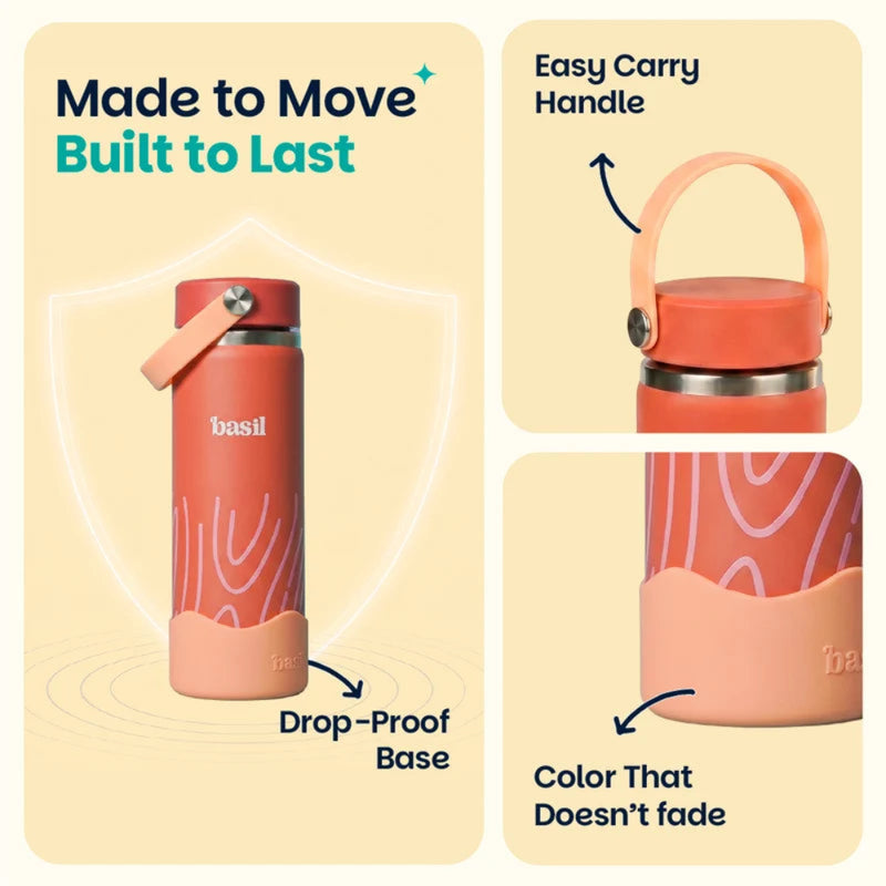 Basil HydraRush 600ml Insulated Bottle - Coral Swirl