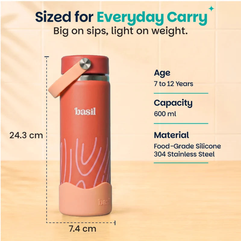 Basil HydraRush 600ml Insulated Bottle - Coral Swirl