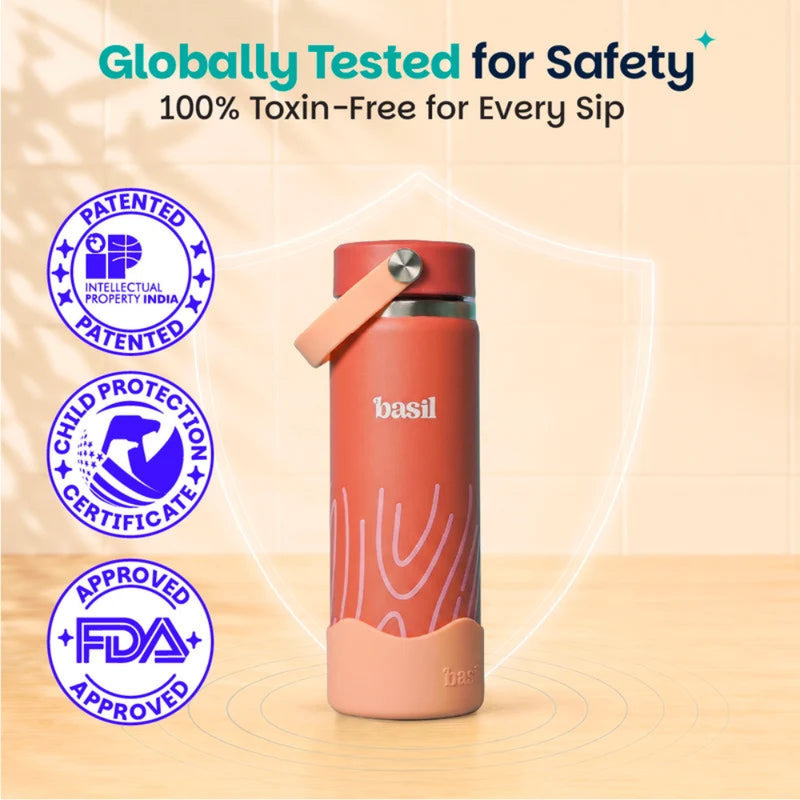 Basil HydraRush 600ml Insulated Bottle - Coral Swirl