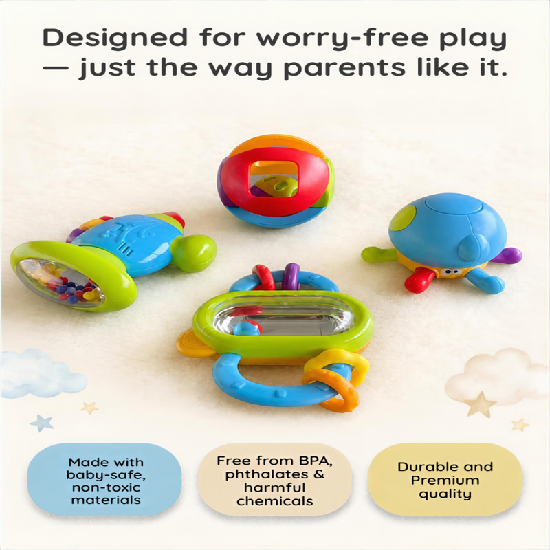 Open Ended First Senses Baby Rattle - 4 pcs Set