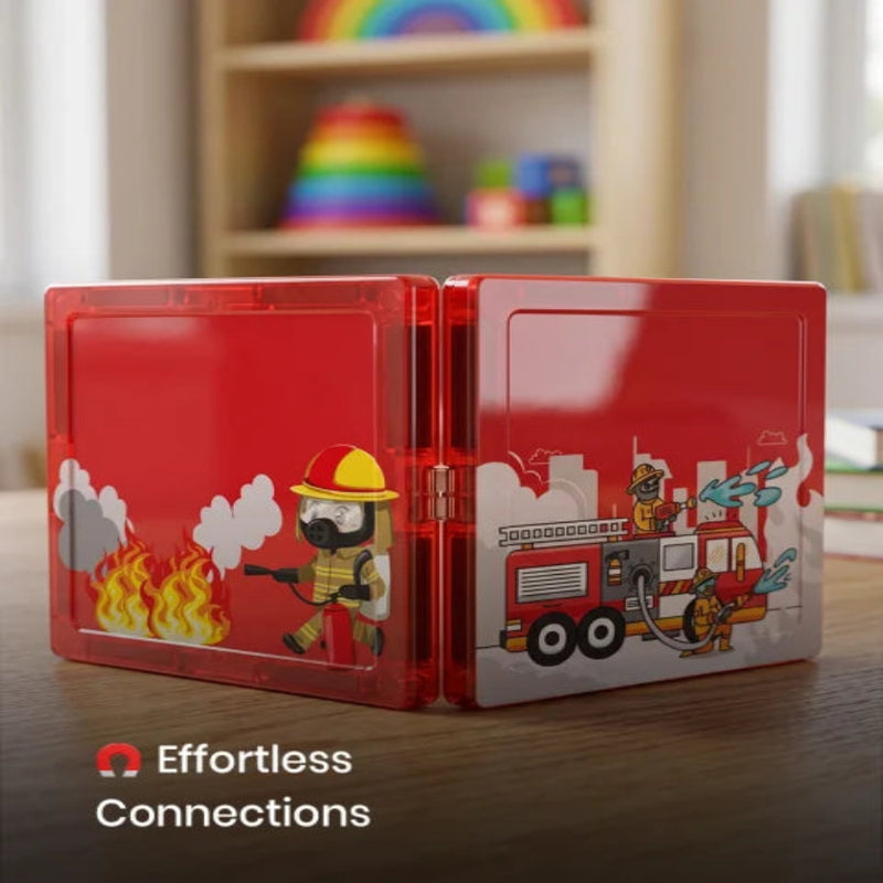 ITPlay Fire Rescue City Theme Build Magnetic tiles – 32 Pcs Set