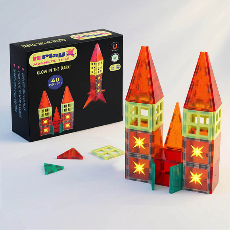 ITPlay Glow In The Dark Magnetic Tiles 40Pcs Building Set