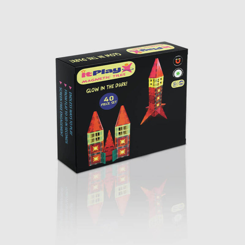 ITPlay Glow In The Dark Magnetic Tiles 40Pcs Building Set