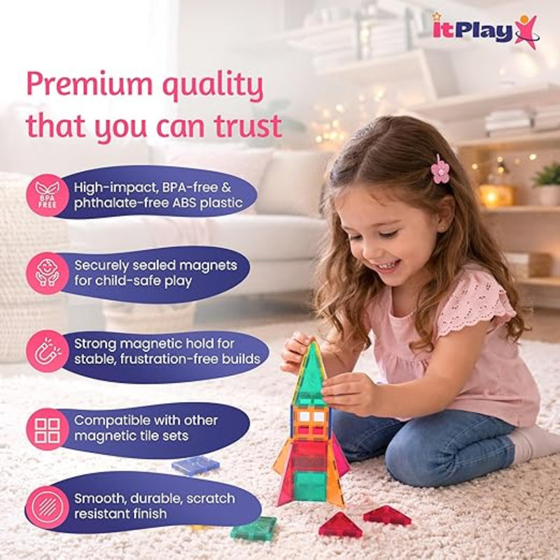 ITPlay Magnetic Tiles 34 Pcs Building Set