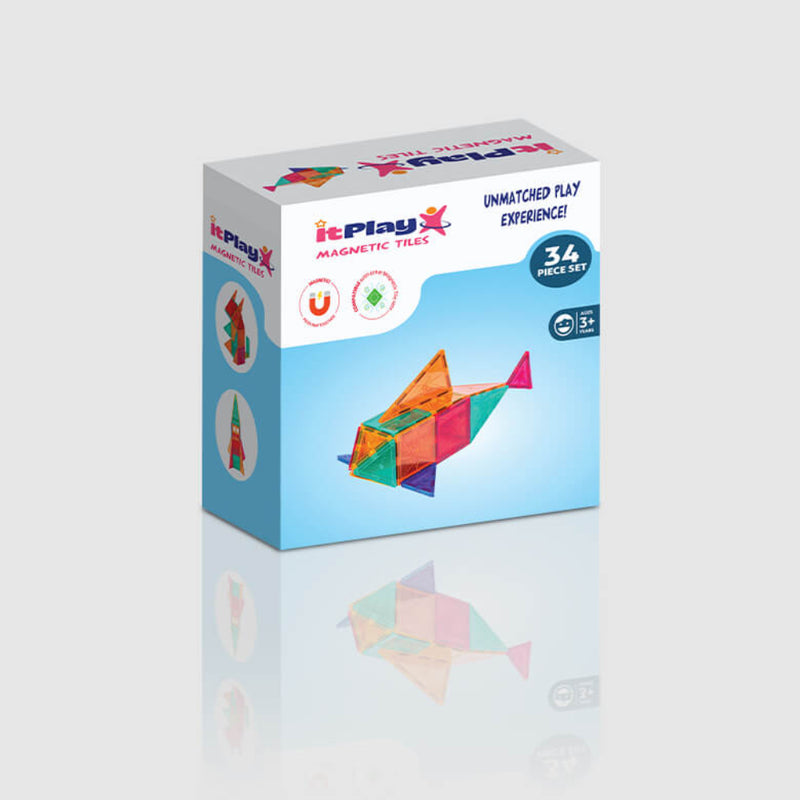 ITPlay Magnetic Tiles 34 Pcs Building Set
