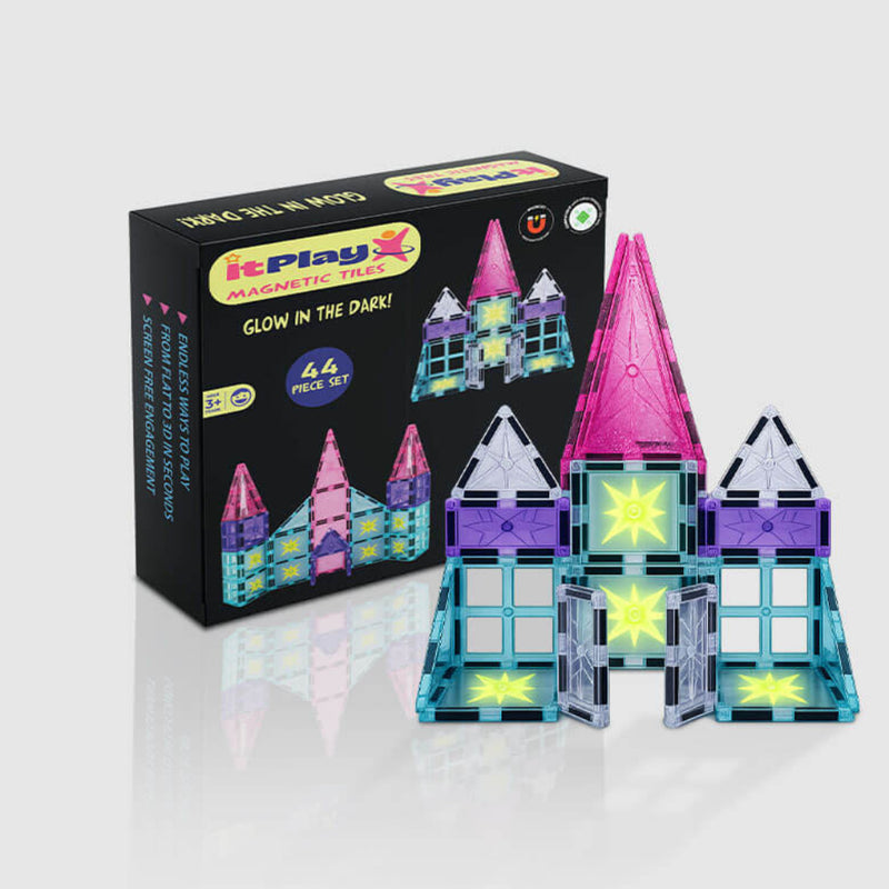 ITPlay Magnetic Tiles 44 Pcs Glow in the Dark Building Set