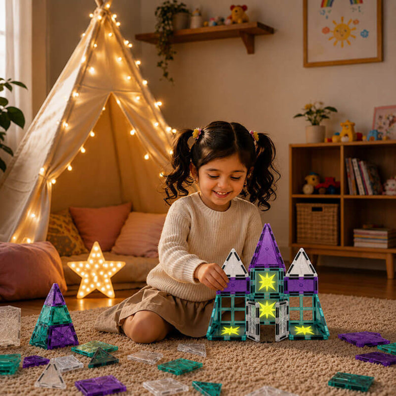 ITPlay Magnetic Tiles 44 Pcs Glow in the Dark Building Set