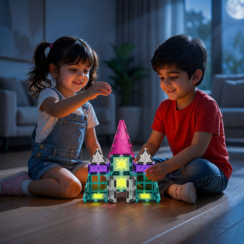 ITPlay Magnetic Tiles 44 Pcs Glow in the Dark Building Set