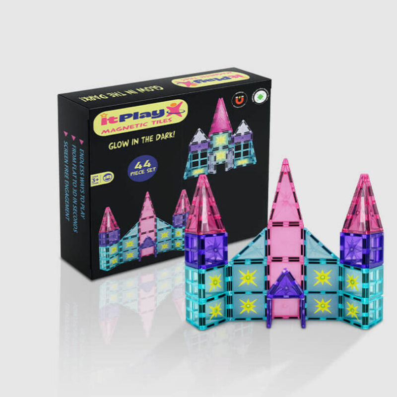 ITPlay Magnetic Tiles 44 Pcs Glow in the Dark Building Set