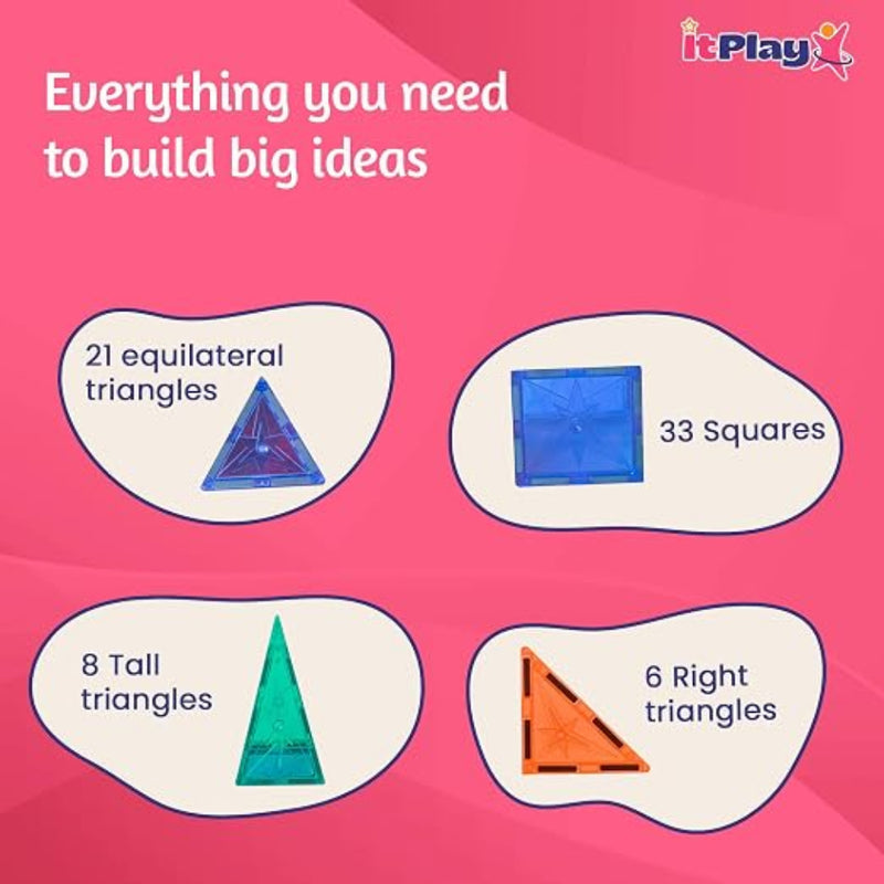 ITPlay Magnetic Tiles 68 Pcs Building Set