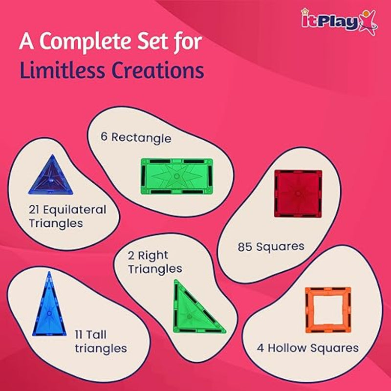 ITPlay Magnetic Tiles 98 Pcs Building Set