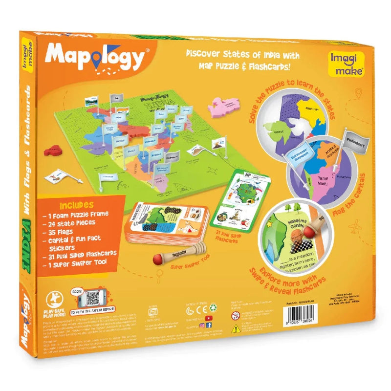ImagiMake Mapology India Map with Flash Card