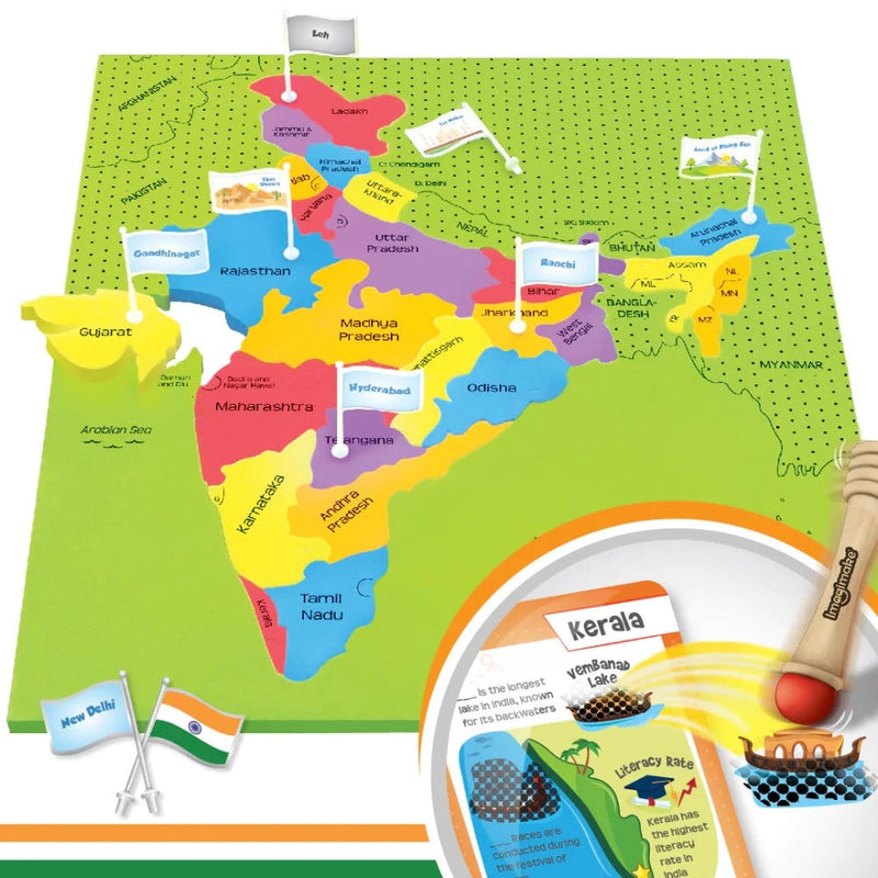 ImagiMake Mapology India Map with Flash Card