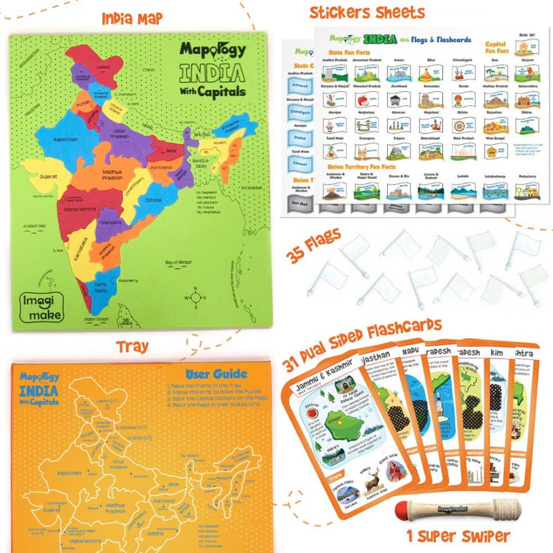 ImagiMake Mapology India Map with Flash Card
