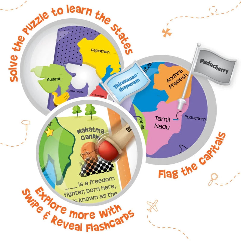 ImagiMake Mapology India Map with Flash Card