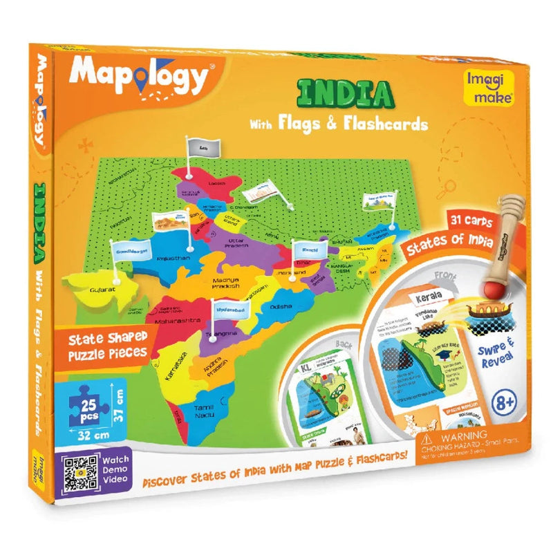 ImagiMake Mapology India Map with Flash Card