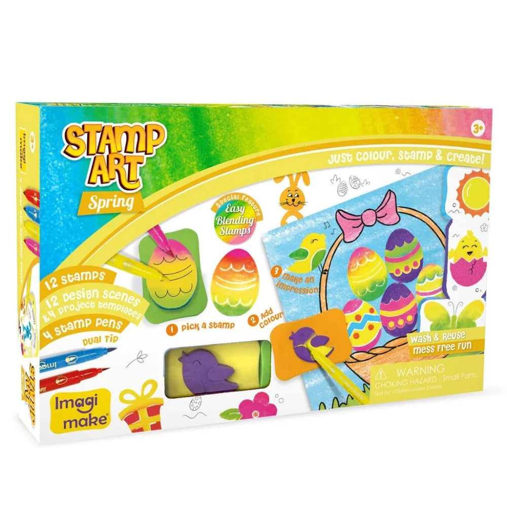  Imagimake Stamp Art - Spring - Stamps for Kids with Easy  Blending Pens, Arts and Crafts for Kids Ages 3-5