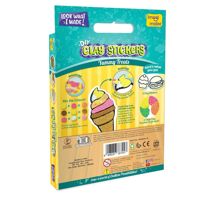 Imagimake Clay Stickers: Yummy Treats | Create 3 Unique DIY Stickers