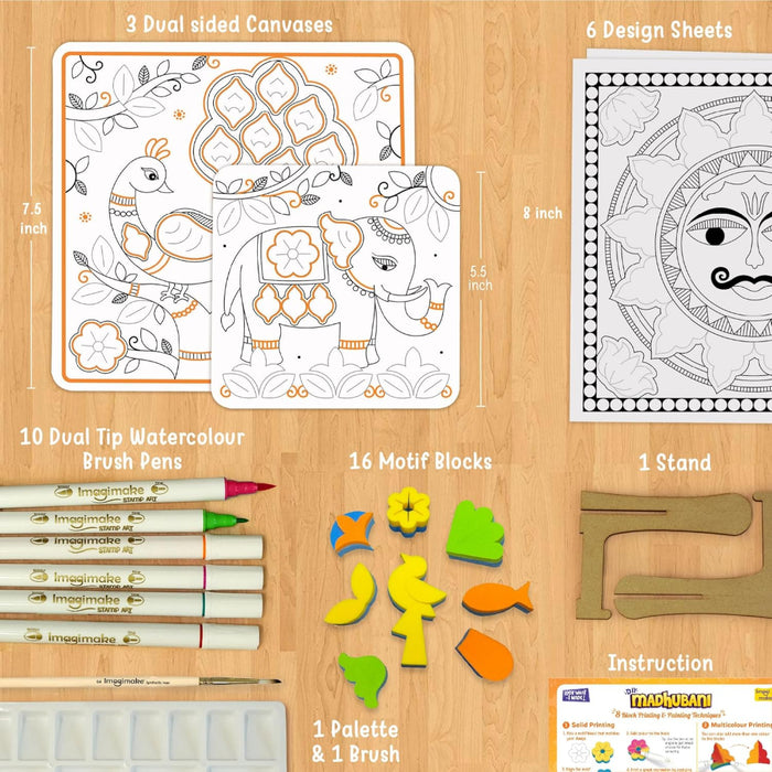 Imagimake DIY Madhubani Art Kit | Make 12 Paintings-Arts & Crafts-Imagimake-Toycra