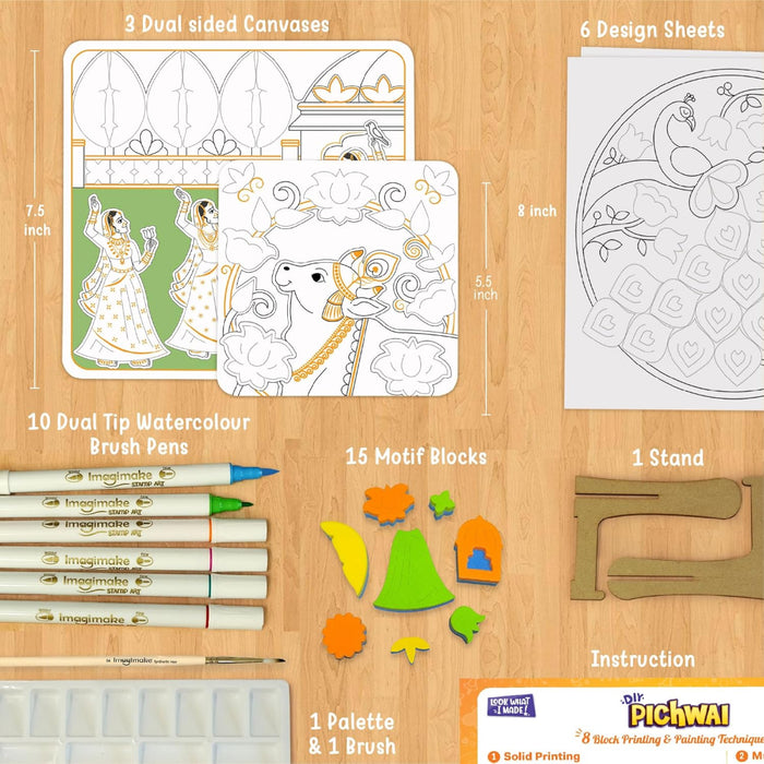 Imagimake DIY Pichwai Art Kit | Make 12 Paintings-Arts & Crafts-Imagimake-Toycra