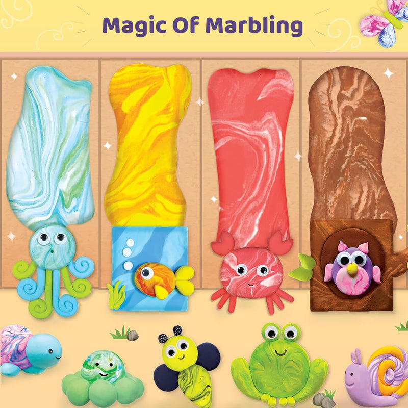 Imagimake Magic Clay Marbling Animals Craft Kit