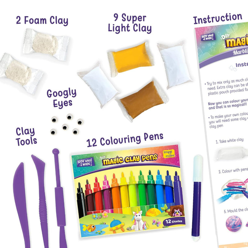 Imagimake Magic Clay Marbling Animals Craft Kit