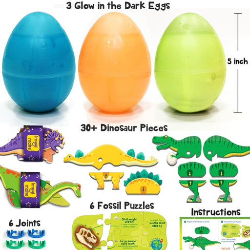 Imagimake Mapology Glow In The Dark Dinos & Egg - Set Of 3 Eggs-Puzzles-Imagimake-Toycra