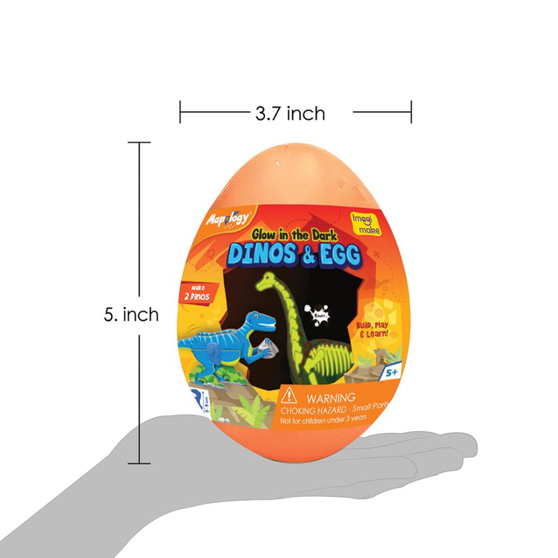 Imagimake Mapology Glow in The Dark Dinosaur Figure Set & Egg