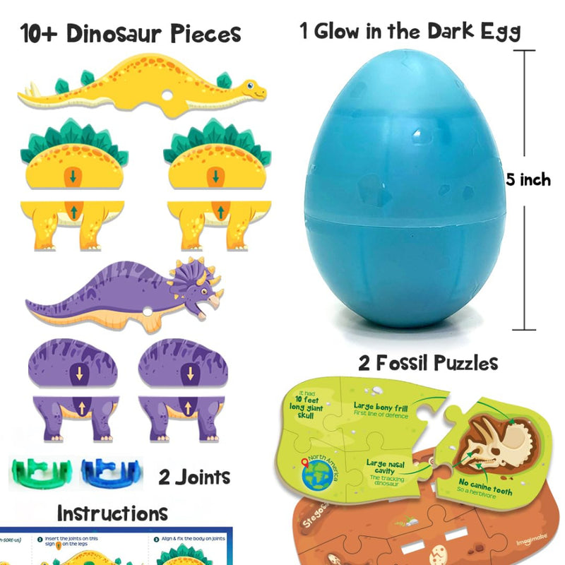 Imagimake Mapology Glow in The Dark Dinosaur Figure Set & Egg