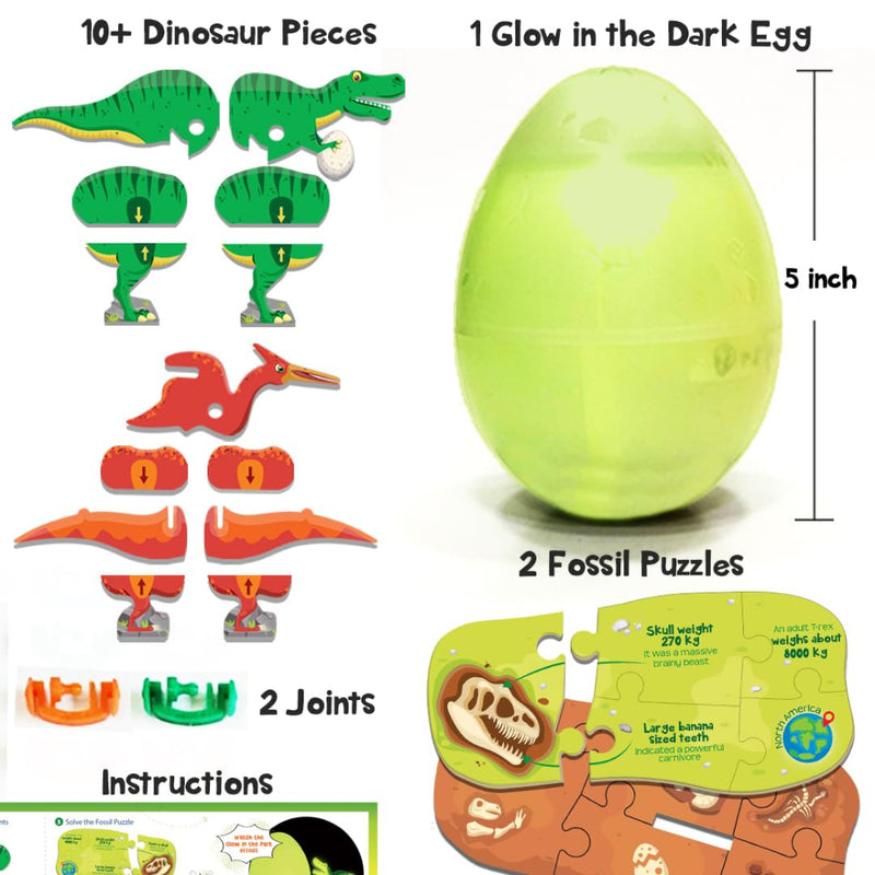 Imagimake Mapology Glow in The Dark Dinosaur Figure Set & Egg
