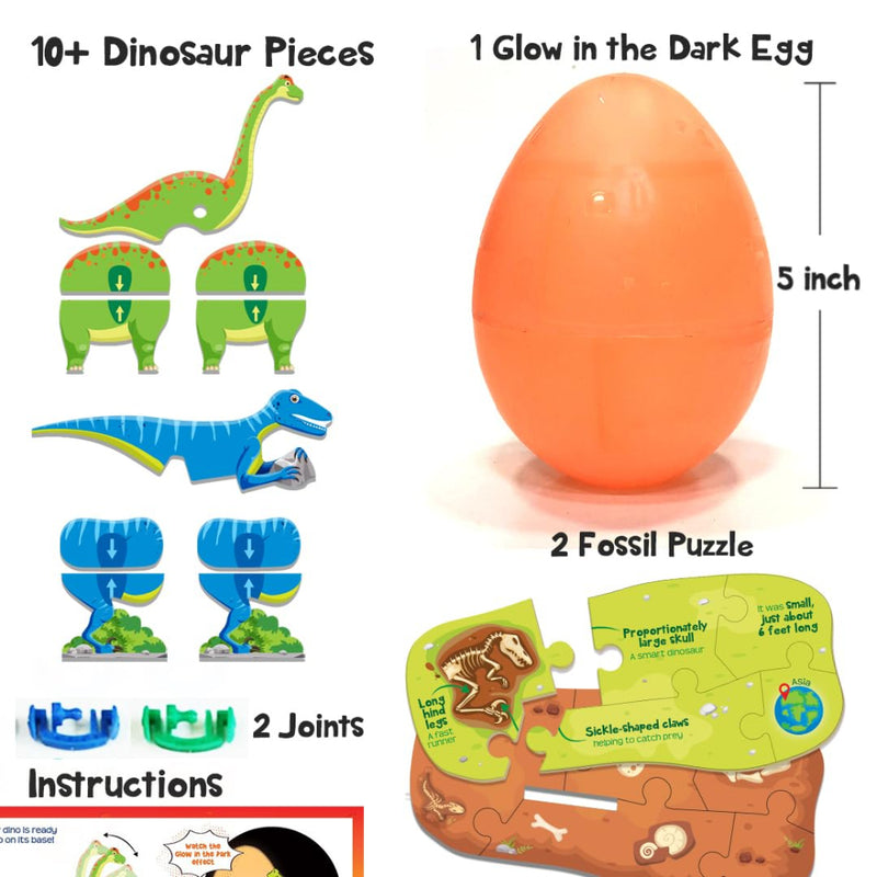 Imagimake Mapology Glow in The Dark Dinosaur Figure Set & Egg