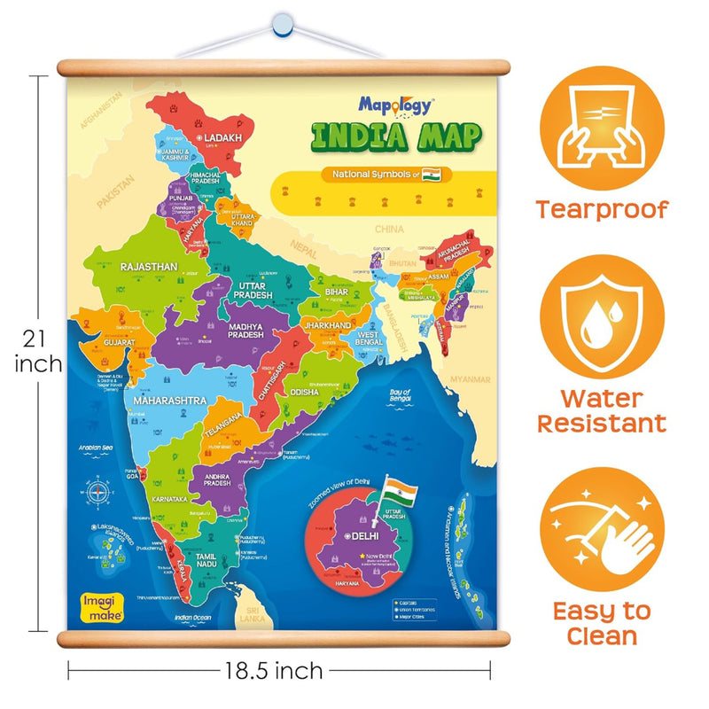 Imagimake Mapology India Map with Reusable Stickers