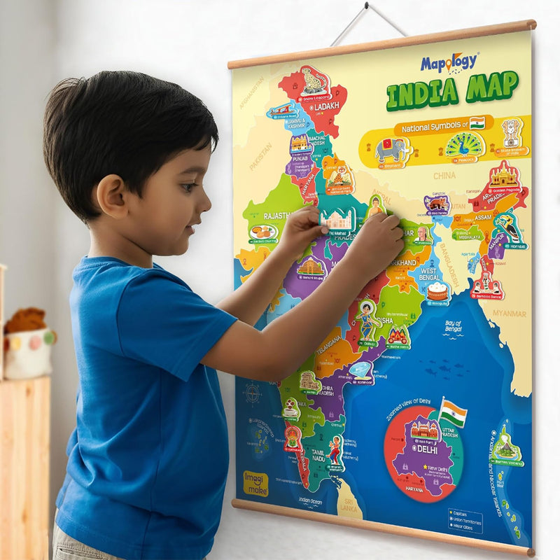Imagimake Mapology India Map with Reusable Stickers
