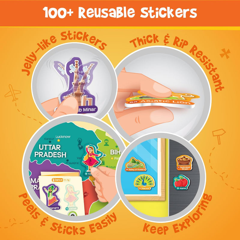 Imagimake Mapology India Map with Reusable Stickers