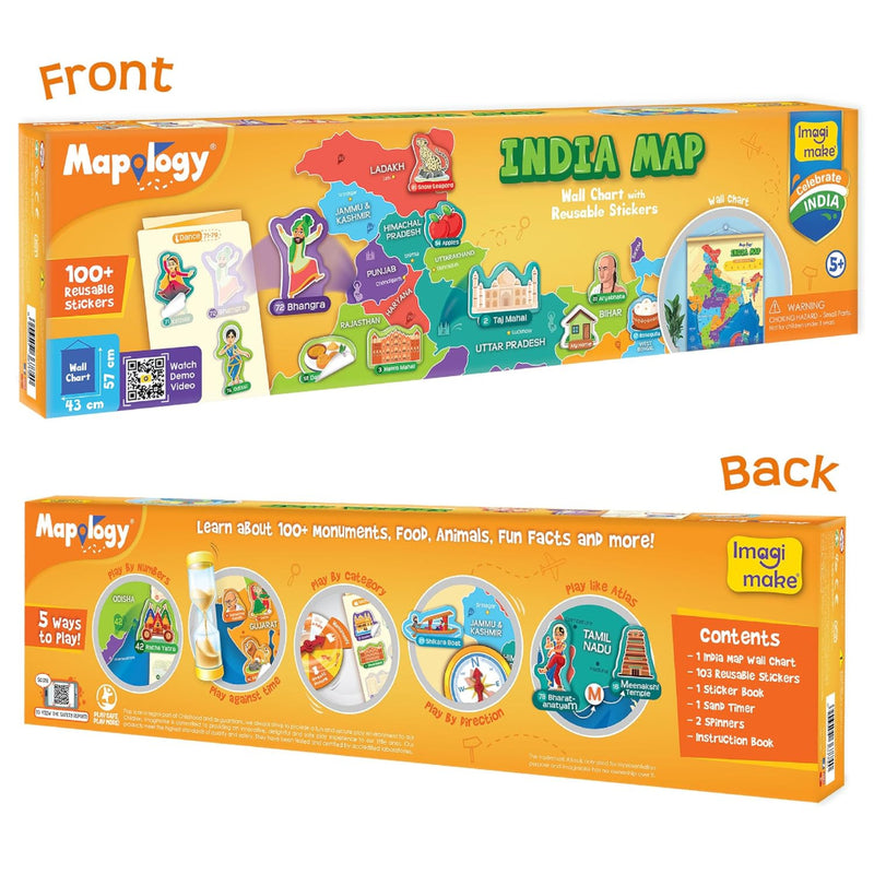 Imagimake Mapology India Map with Reusable Stickers