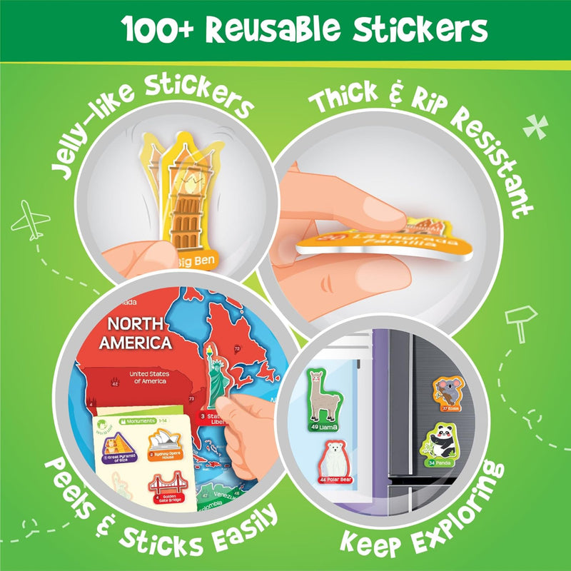 Imagimake Mapology World Map with Reusable Stickers