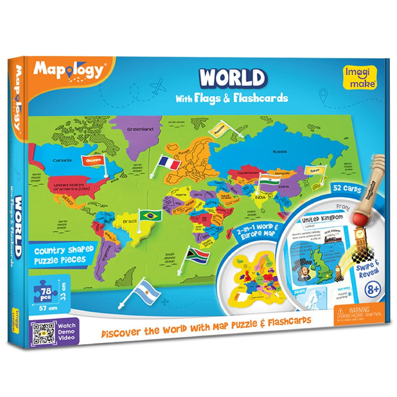 Imagimake Mapology World With Flags & Flashcards With 1 Monument Set