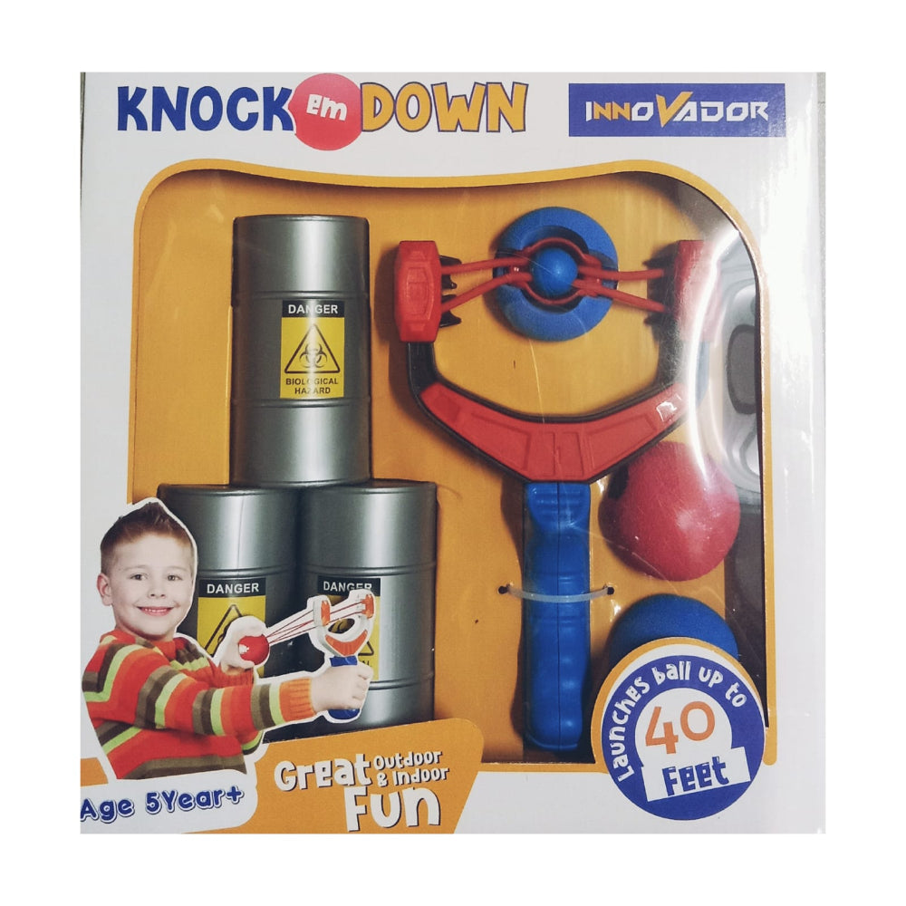 Innovador Knock em Down Shooter With Target Pull Back For Fun Toy - Multicolour