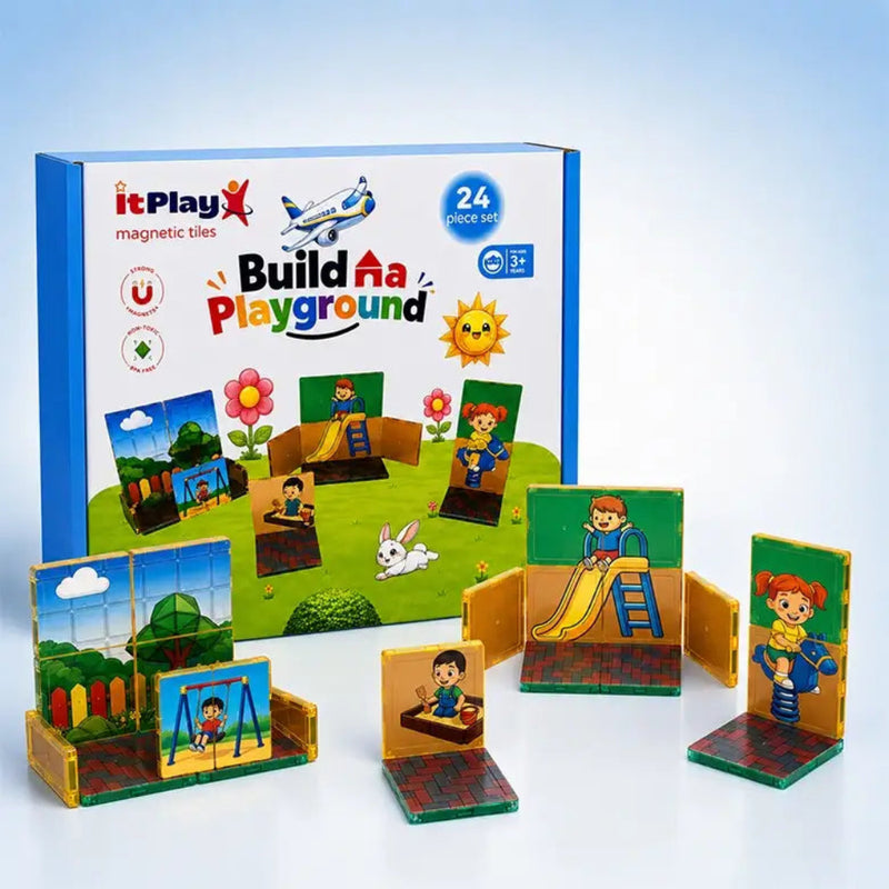 ItPlay Build Playground Theme Build Magnetic Tiles  (24 Pcs)