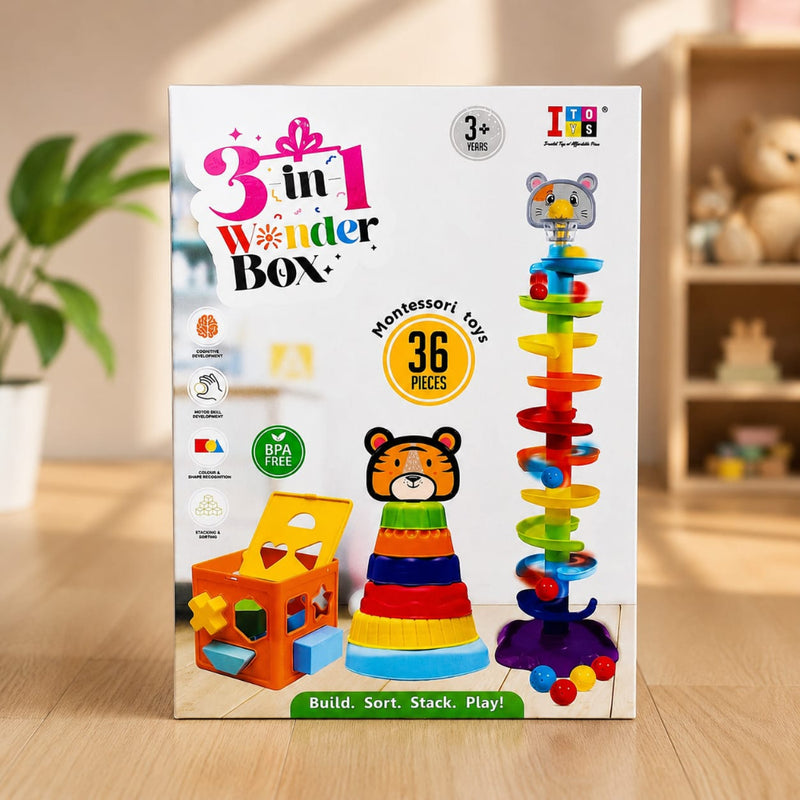 Itoys 3 In 1 Wonder Box Montessori Toy Set - 36 Pieces