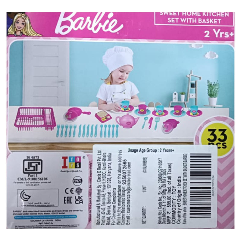 Itoys Barbie Sweet Home Kitchen Set with Basket 33 pcs - Multicolor
