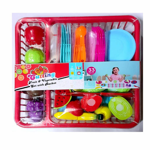 Itoys Cutting Fruits & Vegetables Set with Basket - Multicolour-Pretend Play-Itoys-Toycra