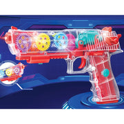Itoys Gearnox Flashing Light and Musical Sound Transparent Glow Gear Gun - Multicolour