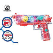 Itoys Gearnox Flashing Light and Musical Sound Transparent Glow Gear Gun - Multicolour