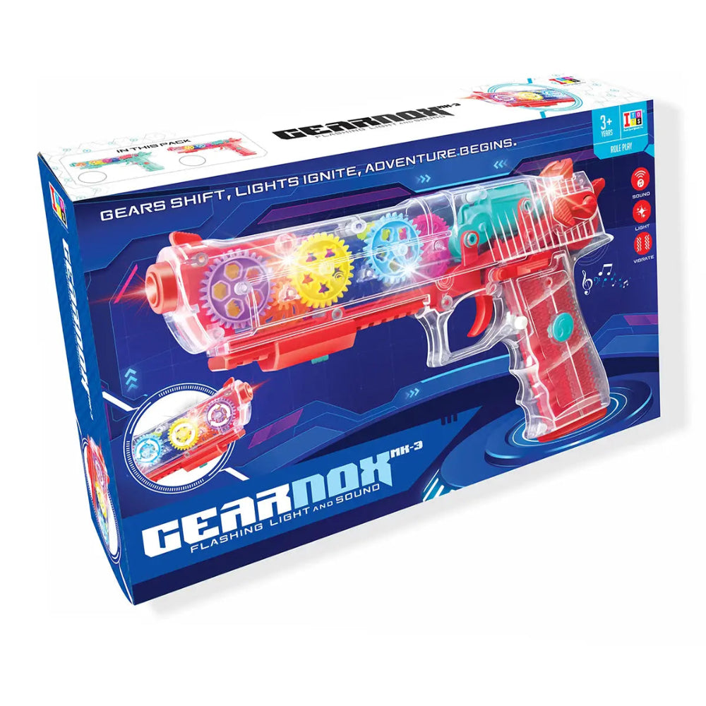 Itoys Gearnox Flashing Light and Musical Sound Transparent Glow Gear Gun - Multicolour