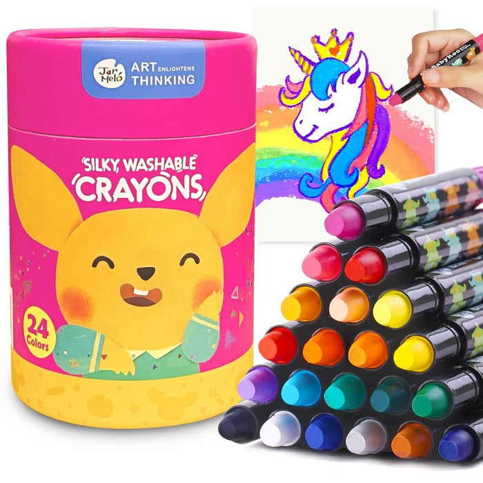 Jar Melo Key Crayons for Toddlers, 24 Colors 99.99% Unbreakable